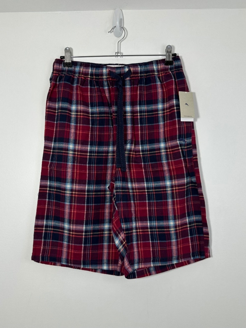 NEW Tommy Bahama Flannel Red Plaid Pajama Shorts Sz Small Drawstring 100% Cotton